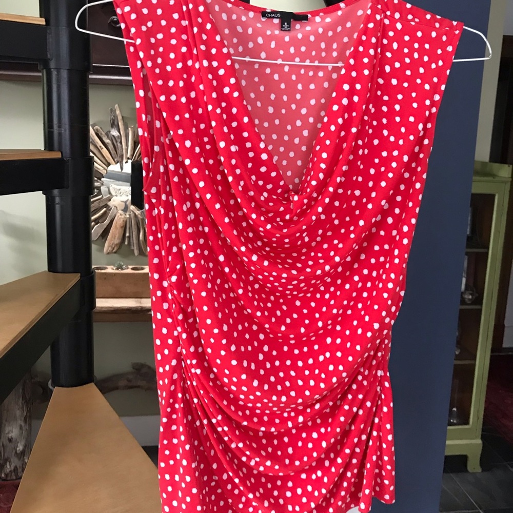 Polkadot red & white top